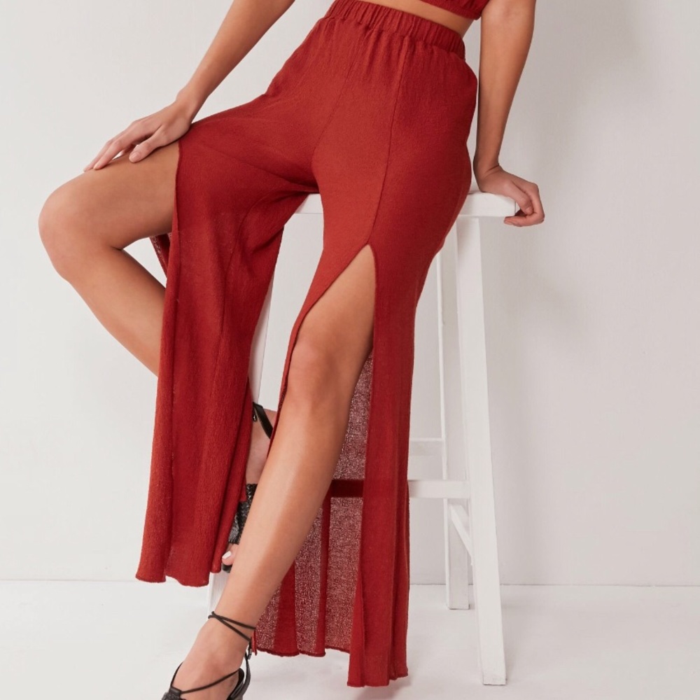 Sheer orange flare pants
